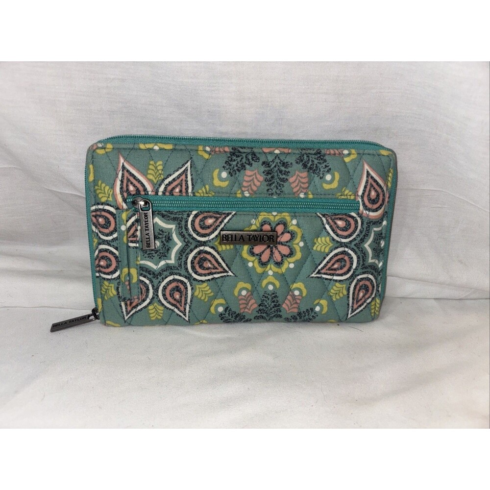 Bella Taylor Wallet Quilted Zipper Paisley Floral Boho Wallet, Clutch Costal